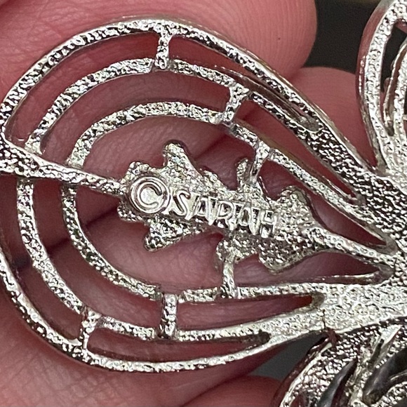 70s SARAH COVENTRY Grecian Silver-tone Fleur De Lis Tassel Draped Chain Necklace - Picture 14 of 14